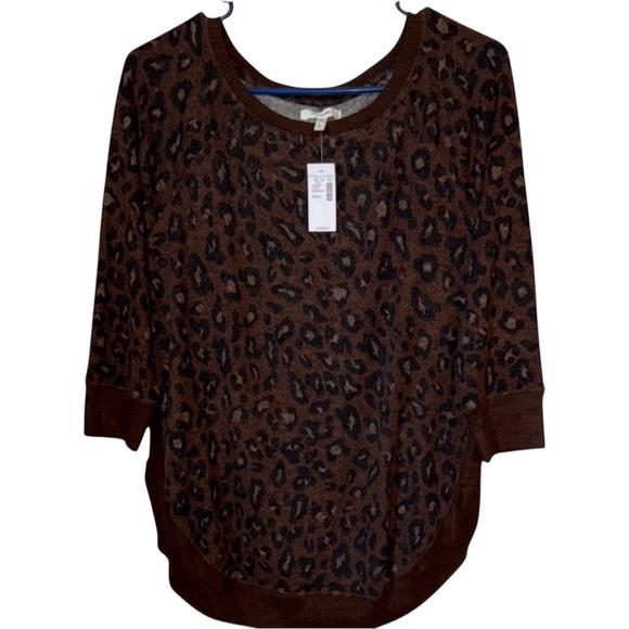 🌹NWT:Maurices Brown Leopard Print Sweater - Picture 1 of 7